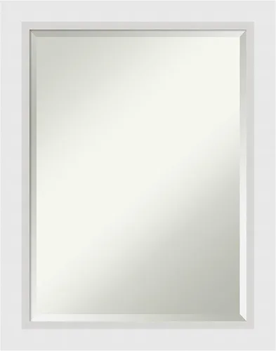 Vista 11 de Amanti Art - Espejo de baño blanco para sobre lavabo, espejo de tocador rectangular blanco de 24x20, marco de madera moderno pequeño, se cuelga