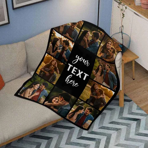 Vista 3 de MyPupSocks Manta de fotos personalizada para la familia, manta personalizada con 10 fotos y texto para mejores amigos, personaliza tus propias fotos