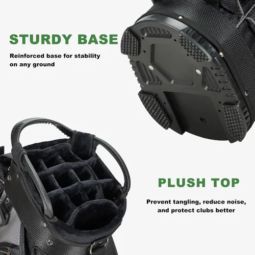 Vista 4 de UNIHIMAL Bolsa de carrito de golf de 14 vías con divisor de longitud completa, bolsa de golf de piel sintética de alta calidad con parte superior