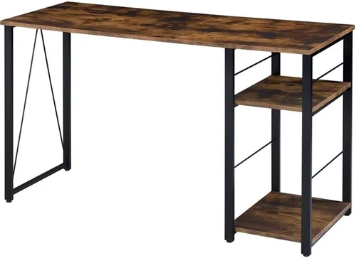 Vista 9 de Acme Vadna - Escritorio de madera con 2 estantes y base de metal abierta en color negro