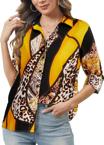 Vista 19 de Camisas de manga larga con botones para mujer, básicas, clásicas, suaves, con cuello a la moda, elegantes y casuales
