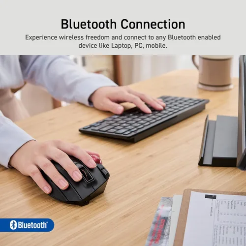 Vista 4 de ELECOM Ratón Trackball Inalámbrico, Ratón Ergonómico, Conexión para 3 Dispositivos, Con Cable (USB), Bluetooth, Ratón Track Ball, Control
