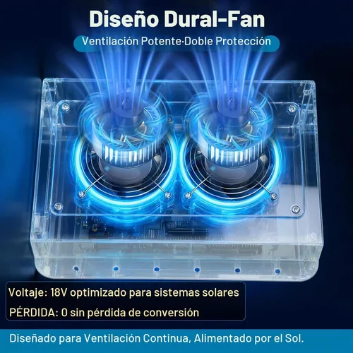Vista 5 de Kit de ventilación solar mejorado para contenedores de envío, panel solar ajustable de 15 W, diseño de doble ventilador, resistente a la intemperie