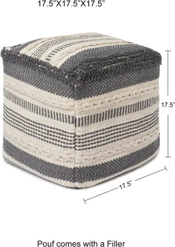 Vista 3 de REDEARTH · Puf acolchado otomano con relleno texturizado, cubo de almacenamiento, puf de asa, reposapiés para sala de estar, dormitorio, guardería