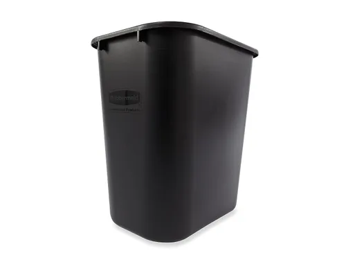 Vista 2 de Rubbermaid Commercial Products - Basurero de resina plástica/Papelera, 7 galones/28 cuartos de galón, color negro, de plástico