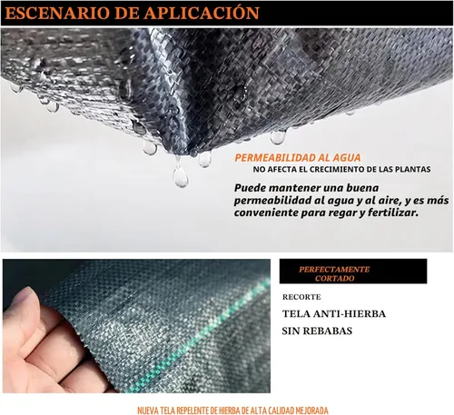 Vista 3 de Tela Barrera contra Malezas de 3 Tamaños, Tela de Paisaje Resistente, Cobertura de Suelo Tejida, Tela contra Malezas, Tela Geotextil, Tela