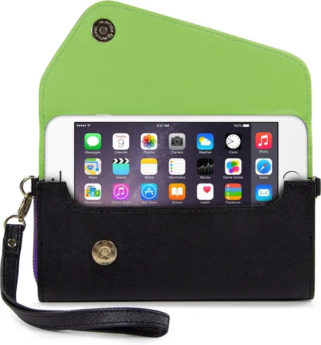 Vista 4 de Kroo Cartera de mano con correa de muñeca y correa cruzada para smartphones o phablets de hasta 57 pulgadas funda de transporte embalaje sin