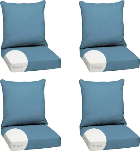 Vista 39 de Arden - Juego de cojines de asiento profundo para exteriores, espuma, 24x24, aguamarina