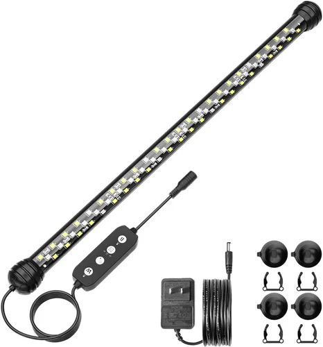Vista 8 de SEAOURA Luz LED para acuario con temporizador, luz sumergible para plantas de acuario, luz de tanque de peces con encendido/apagado automático, 3