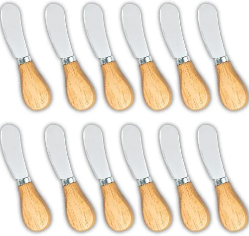 Vista 10 de Pequeños cuchillos esparcidores de queso, mango de madera, 5 pulgadas, cuchillos de cóctel de acero inoxidable para condimentos, queso, mantequilla