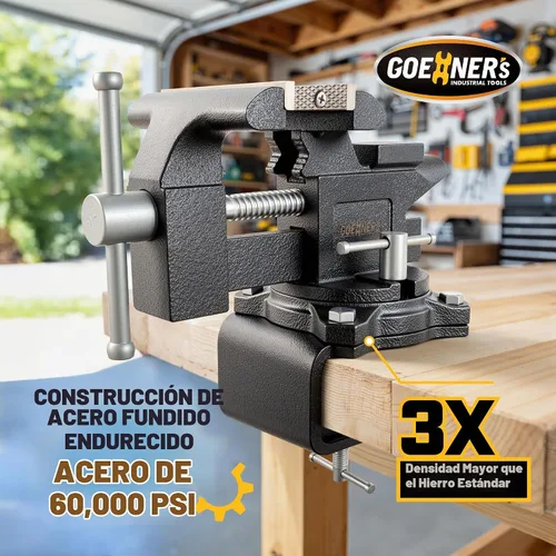 Vista 2 de Tornillo de Banco o Tornillo de Mesa 2 en 1 Actualizado de 4.5 Pulgadas, Prensa de Abrazadera para Banco de Trabajo Construida con Acero Fundido