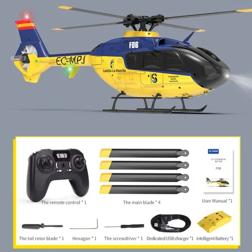 Vista 6 de Helicóptero sin escobillas RC, EC-135 1/36 2.4G 6CH Conducción directa 3D/6G modelo de helicóptero (versión RTF)