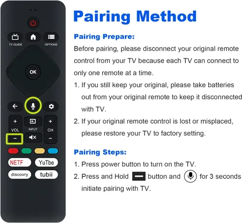 Vista 3 de URMT26CND002 Control remoto de reemplazo por voz aplicable para Philips Google TV 50PUL7672/F7 75PUL7552/F7 5PUL7552/F7 43PUL7672/F7 65PUL7672/F7