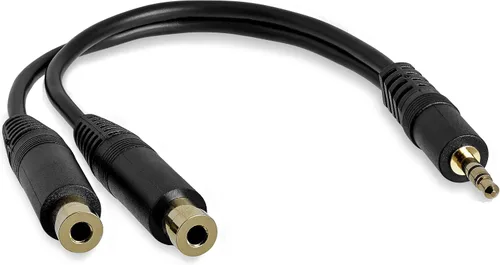 Vista 7 de StarTech.com Cable de extensión de audio de 0.138 in – Cable divisor de audio delgado y extensor de auriculares – macho a 2 cables AUX hembra