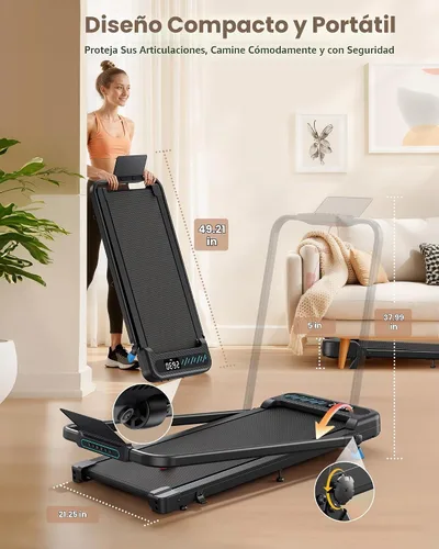 Vista 6 de WELLFIT Incline Walking Pad with Handlebar, Foldable Under Desk Treadmill