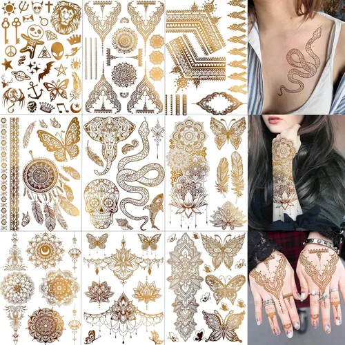 Vista 14 de VANTATY 20 hojas de tatuajes temporales extra grandes de brazo completo para hombres adultos, manga de tatuajes temporales de tigre, serpiente