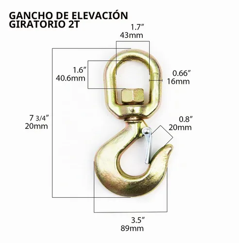Vista 3 de Hi-Gear Ganchos giratorios de elevación de 2 toneladas para cadenas de elevación, capacidad de trabajo de 4,400 libras, gancho de ojo giratorio 1