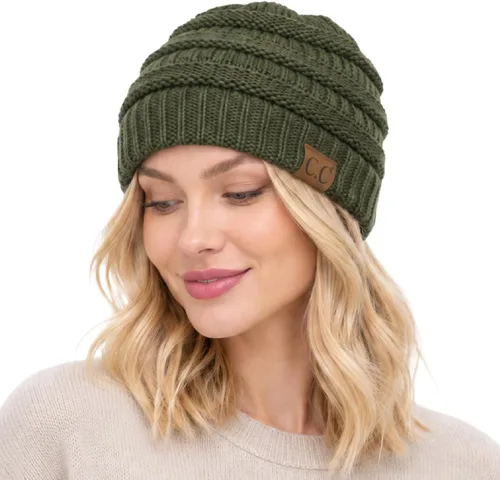 Vista 34 de CC Classic Winter Fall Trendy Chunky Stretchy Cable Knit Beanie Hat 2 tonos púrpura/azul marino