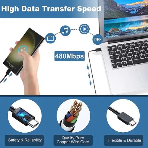 Vista 8 de Cargador Samsung de carga súper rápida de 25 W, USB C, bloque de cargador de pared con cable de carga tipo C de 5 pies, compatible con Samsung