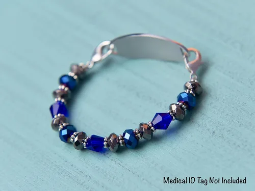 Vista 66 de Pulsera elástica de alerta médica, pulsera de identificación médica de repuesto intercambiable, etiqueta de identificación no incluida, cristales