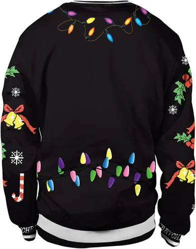 Vista 2 de Colorful House Suéter feo de Navidad, unisex, estampado, sudadera con impresión digital 3D