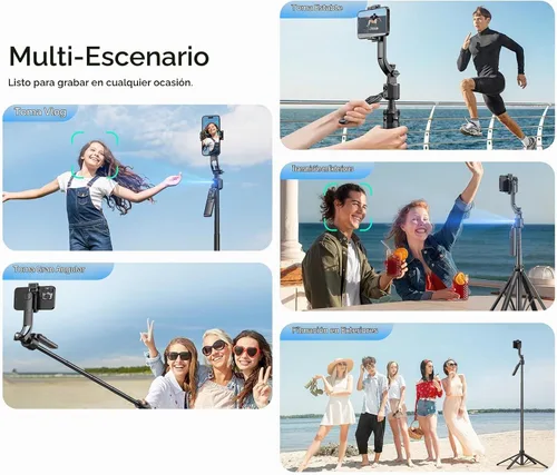 Vista 6 de Andoer Trípode de seguimiento automático de cara de 64 pulgadas con soporte, trípode de seguimiento de rotación de 360° con control remoto y control