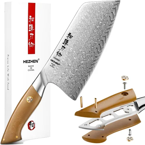 Vista 13 de Cuchillo de chef de Damasco, 8.5 pulgadas, 67 capas de acero de damasco, cuchillo de cocina japonés profesional para chefs y cocina casera, hoja