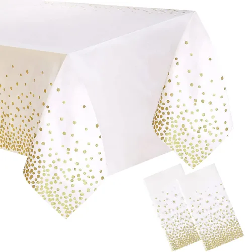Vista 12 de 2 Empaques Mantel de Plástico Negro, 54 pulgadas x 108 pulgadas Cubierta de Mesa Rectangular Desechable para Fiestas, Adecuado para Cumpleaños