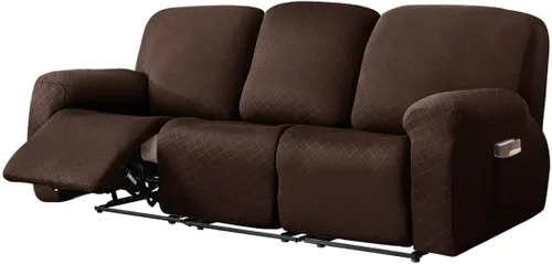 Vista 33 de vctops Funda reclinable con diamantes de 4 piezas, funda elástica para sofá reclinable de 1 plaza, protector suave y sólido para muebles con correa