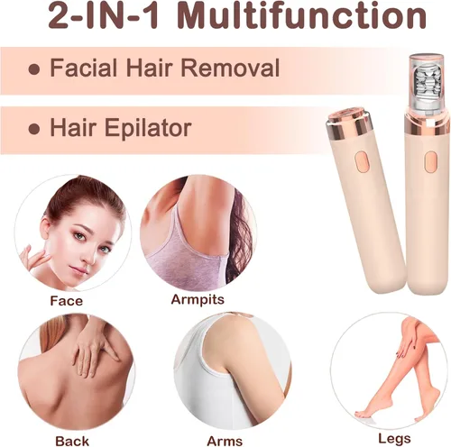 Vista 2 de Depiladoras depiladoras para mujeres, depiladora y eliminación de deslizamiento suave 2 en 1, tamaño mini para axilas faciales, espalda, sistema