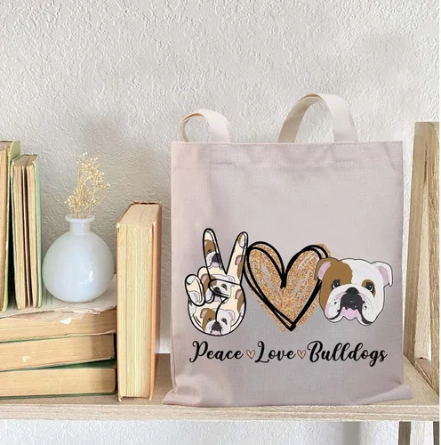 Vista 3 de BDPWSS Bolsa de hombro de lona para Bulldog Inglés para mujeres, Bulldog Mamá, Regalo Bulldog Dueño de Bulldog