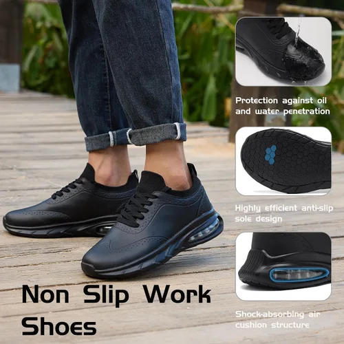 Vista 2 de Zapatos de trabajo antideslizantes para hombres y mujeres, tenis antideslizantes informales, cómodos, para caminar, cocinero, cocina, sin cordones