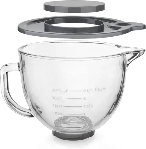 Vista 8 de Cuenco mezclador de vidrio accesorio de 5 cuartos de galón - Compatible con batidoras de pie KitchenAid de 4.5 y 5 cuartos de galón con cabezal