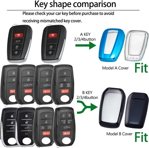 Vista 3 de Funda protectora para llave de coche para Toyota Rav4 Highlander 4Runner Tacoma Tundra Corolla Camry