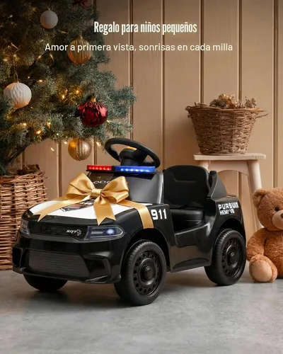 Vista 6 de Outfunny - Auto eléctrico de 12V para niños con control remoto, juguete con luz LED - Negro