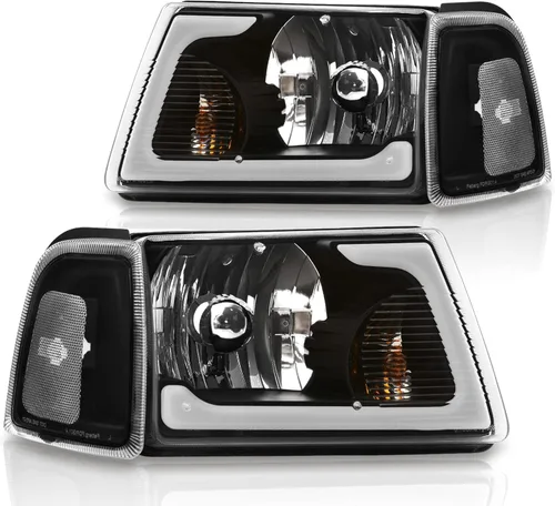 Vista 2 de AJP Distributors Conjunto de faros LED DRL de carcasa negra + juego de lámparas de señal de parachoques de esquina transparente compatible/reemplazo