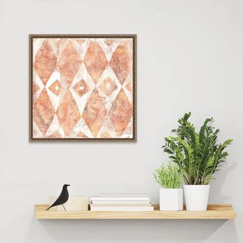 Vista 6 de Amanti Art Framed Canvas Wall Art 16x16 Red Earth Textile VI by June Erica Vess, Framed Wall Art Canvas, Abstract Artwork, Traditional Decor, Small