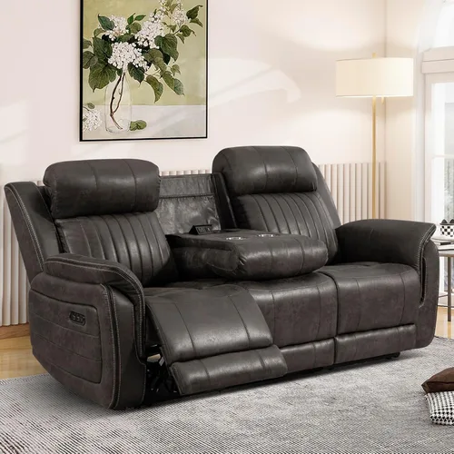 Vista 14 de Sofá reclinable eléctrico con gravedad cero, sillón reclinable eléctrico con reposacabezas ajustable, carga inalámbrica, puertos USB/C, sofá Azul