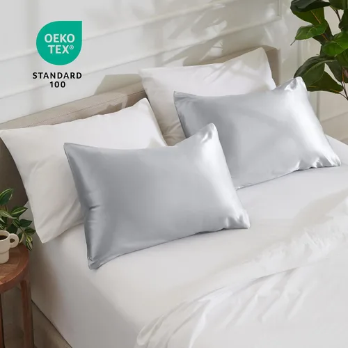 Vista 7 de Bare Home Fundas de almohada de satén para cabello y piel, paquete de 2 unidades estándar (20 x 26), fundas de almohada de lujo, cierre de sobre