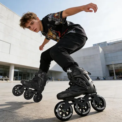 Vista 9 de Patines en línea de 3 ruedas para mujeres y hombres, patines de alto rendimiento con ruedas de 4.331 in, patines de velocidad profesionales en línea