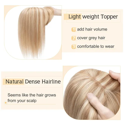 Vista 3 de SEGO Extensiones de Cabello para Mujeres Cabello Humano Real Con Flequillo, Base de Seda de 7 * 13CM (2.8 x 5.1 pulgadas) Cabello Humano Remy 100%
