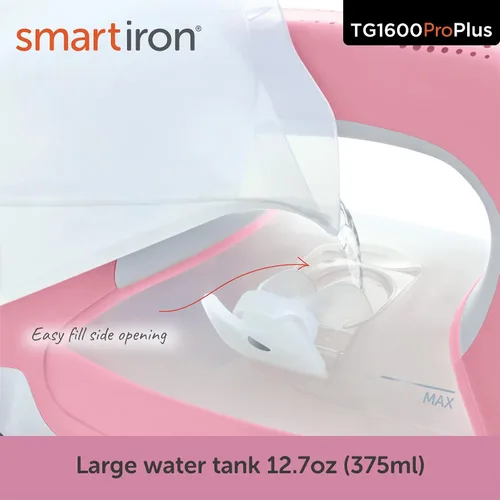 Vista 8 de Oliso TG1600 Pro Plus SmartIron de 1800 vatios con elevación automática y protector de suela de hierro de silicona Oliso Solemate para hierros