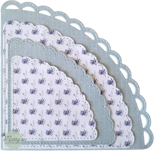 Vista 6 de Matty's Crafting Joy Juego de 4 troqueles de bolsillo esquinero cosido, troqueles festoneados, troqueles de corte de metal anidados grandes