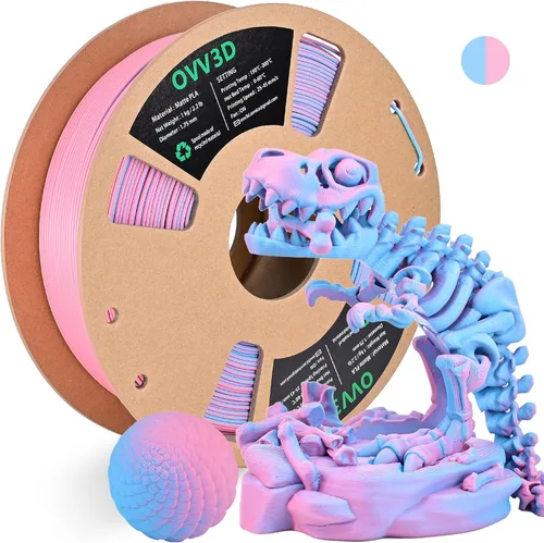 Vista 20 de OVV3D - Filamento PLA para impresora 3D de 8.82 oz x 4 bobinas, PLA Transparente Pla Multicolor