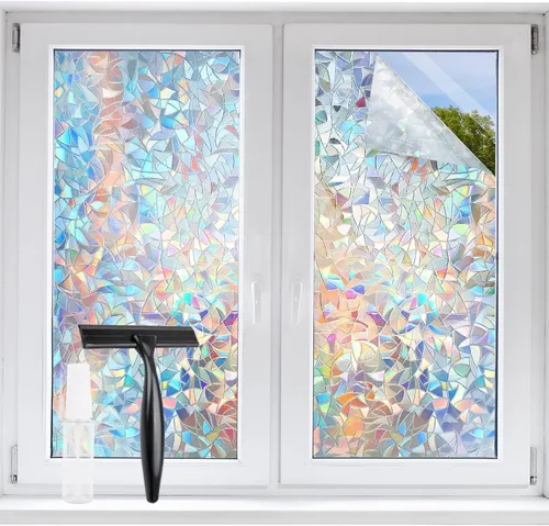Vista 12 de STATINT - Película de vidrio esmerilado para ventana, privacidad y bloqueo solar, protección UV, para baño, no adhesiva, adhesivo estático