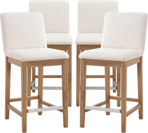 Vista 25 de Kmax Juego de 2 taburetes de bar de 26 pulgadas de altura de mostrador, taburetes tapizados para encimera de cocina con soporte trasero, taburetes