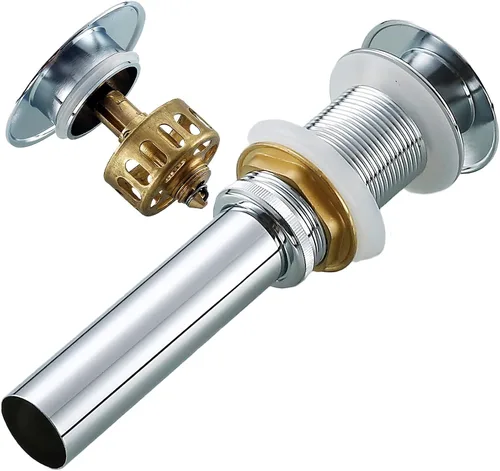 Vista 11 de Desagüe desplegable para lavabo de baño con desbordamiento, tapón de tocador de lavabo dorado oscuro cepillado, tapón de estilo rebote de latón