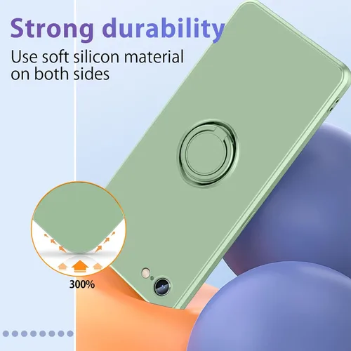 Vista 5 de Funda para Samsung Galaxy S20 FE, con soporte de anillo giratorio de 360° y cordón de correa de silicona líquida, delgada, a prueba de golpes, funda