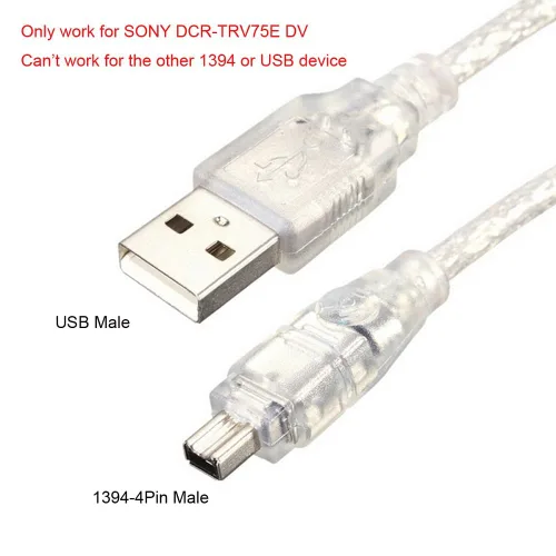 Vista 5 de xiwai USB macho a Firewire IEEE 1394 4 Pin macho iLink Cable adaptador para DCR-TRV75E DV 39.4 in