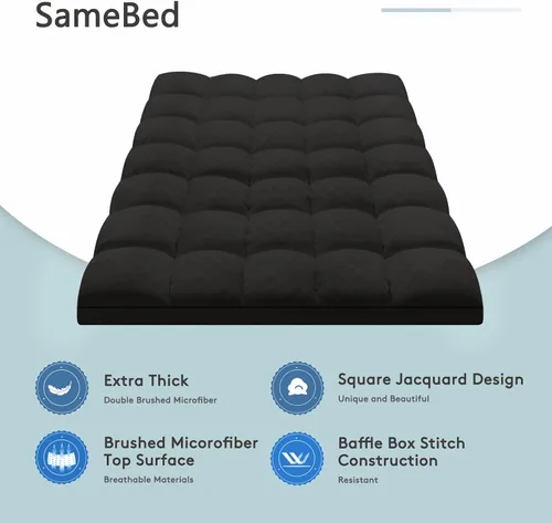 Vista 2 de SameBed Cubrecolchón tamaño individual, almohadilla de colchón extra gruesa para dolor de espalda, protector de colchón refrescante con bolsillo